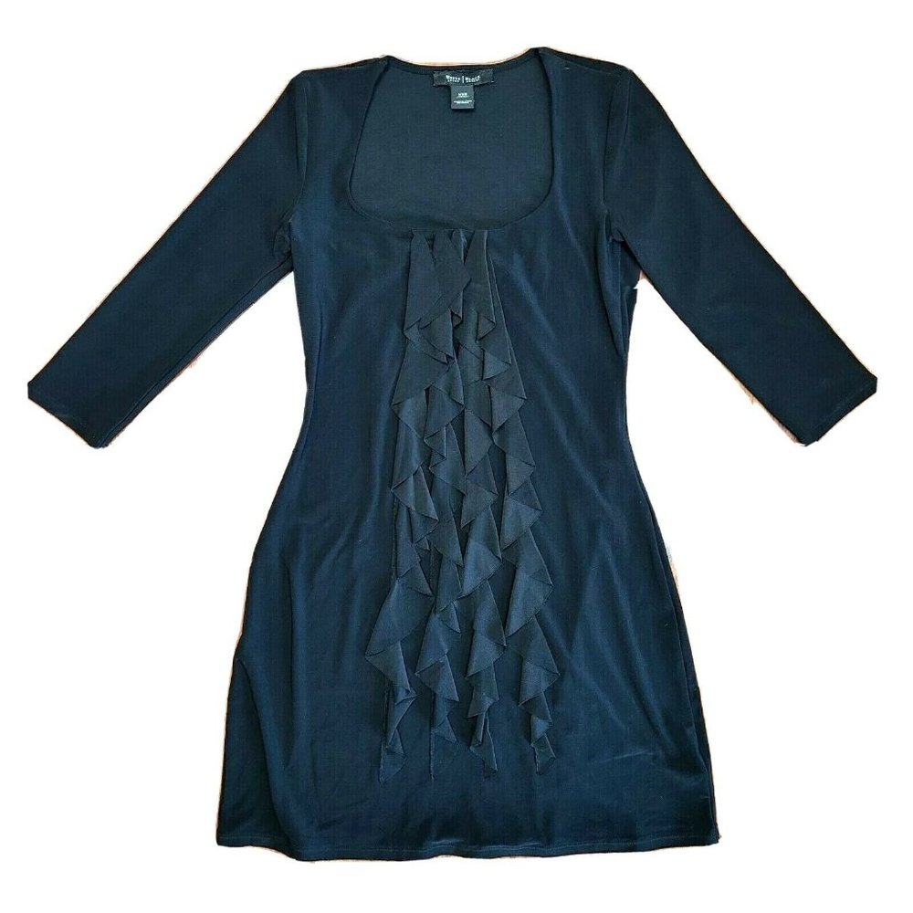 WHITE HOUSE‎ BLACK MARKET 3/4 Sleeve Ruffle Front Dress Womens Size XXS